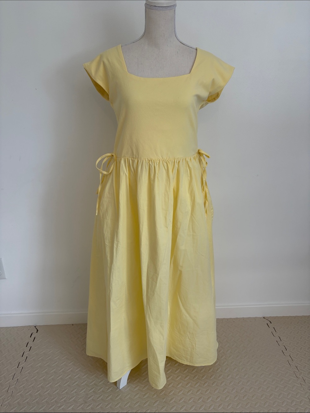 Zoco Butter Yellow Square-Neck Cotton Dress XL